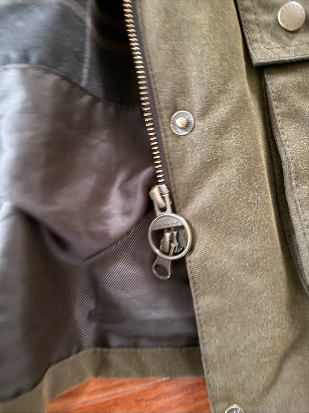 Barbour Acorn Olive Waxed Cotton Jacket size 10 - Picture 2 of 6